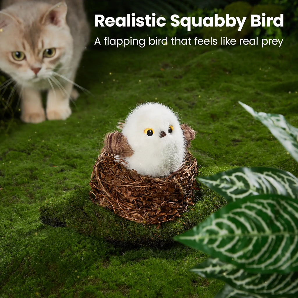Potaroma Flapping Bird Cat Toy, Lifelike Chirp Interactive Kitten Toy, Rechargeable Touch Activated Exercise Toy for All Cats 5.1" - Little Chubby Bird/Cuckoo
