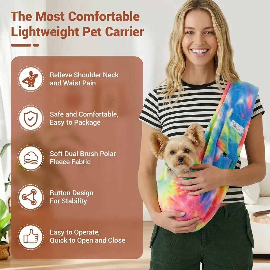 Dog Carrier Sling – Hands-Free Pet Carrier for Cats up to 14 Lbs, Dog Slings for Small Dogs, Dog Sling Carrier for Every Day Use, Machine Washable Cool Cat Stuff Puppy Pouch Cotton Lining