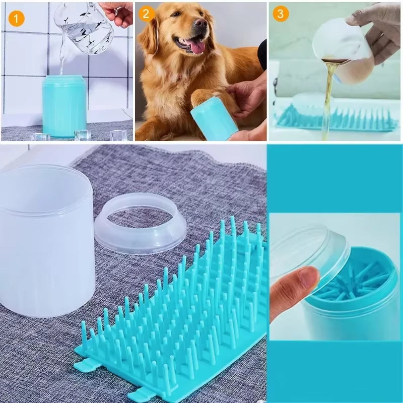 Pet Paw Cleaner Soft Silicone Foot Cleaning Brush Portable Pet Dogs Towel Foot Washer Cleaning Bucket Clean Brush Supplies