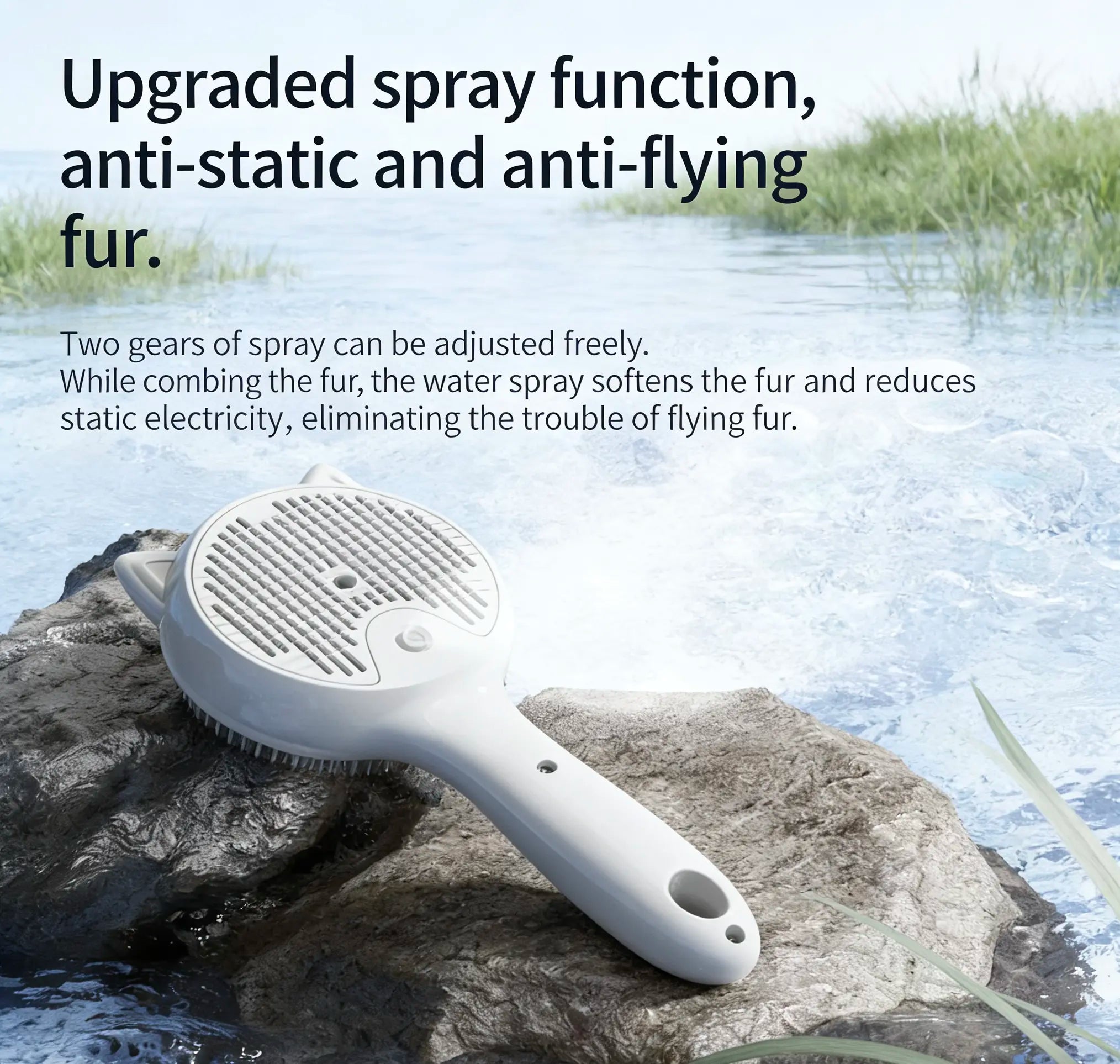 Pet Spray Grooming Brush, Anti-Flying Hair Cat Brush for Removing Loose Fur