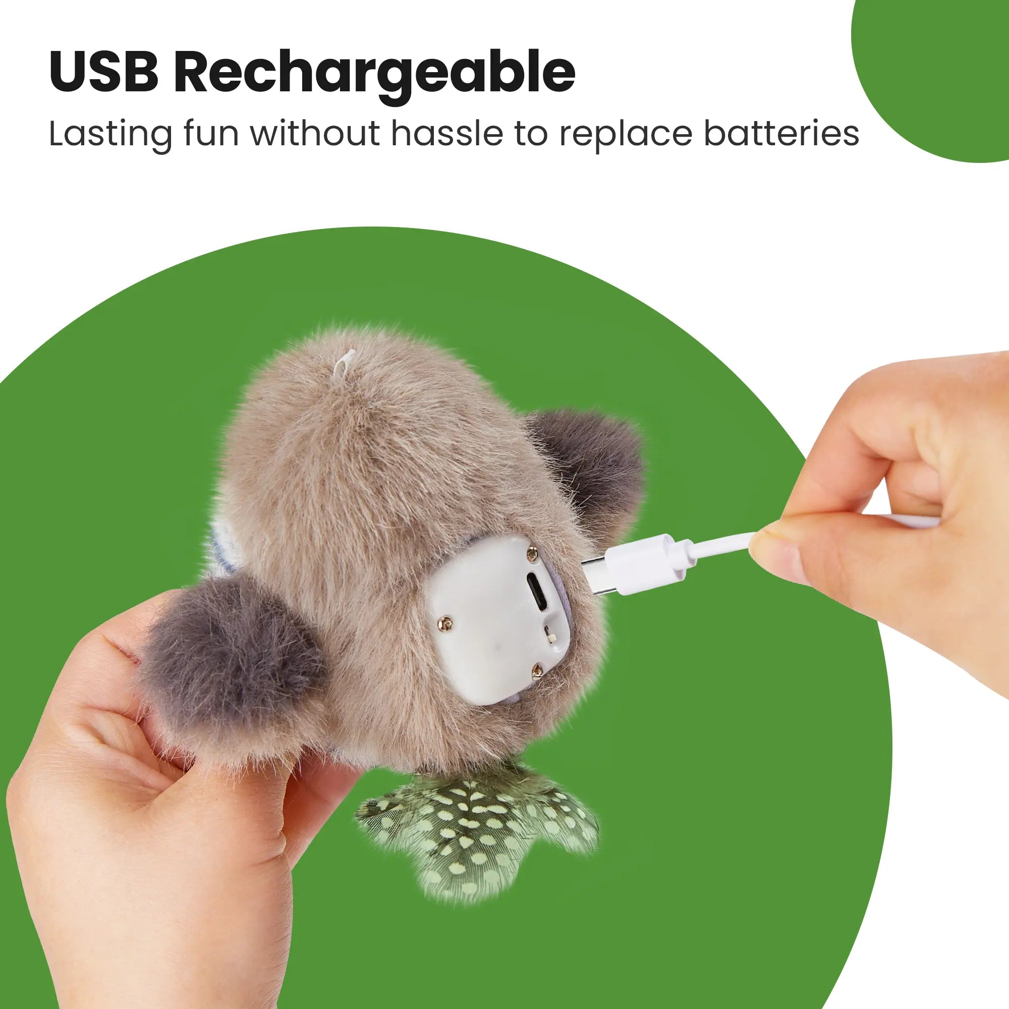 Potaroma Flapping Bird Cat Toy, Lifelike Chirp Interactive Kitten Toy, Rechargeable Touch Activated Exercise Toy for All Cats 5.1" - Little Chubby Bird/Cuckoo