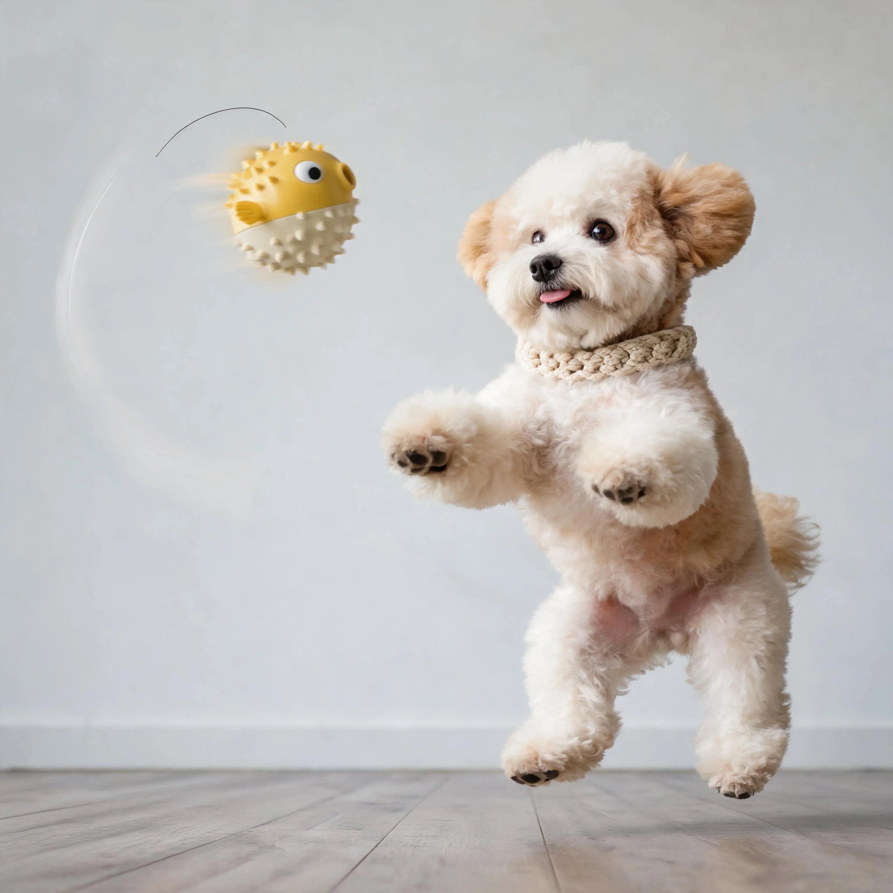 Puffer Fish Squeaky Dog Chew Toy - Interactive Treat Dispenser Puzzle Toy, Durable TPR Teeth Cleaning Ball for Aggressive Chewers, Boredom Relief & Mental Stimulation for Puppies Small Medium Dogs