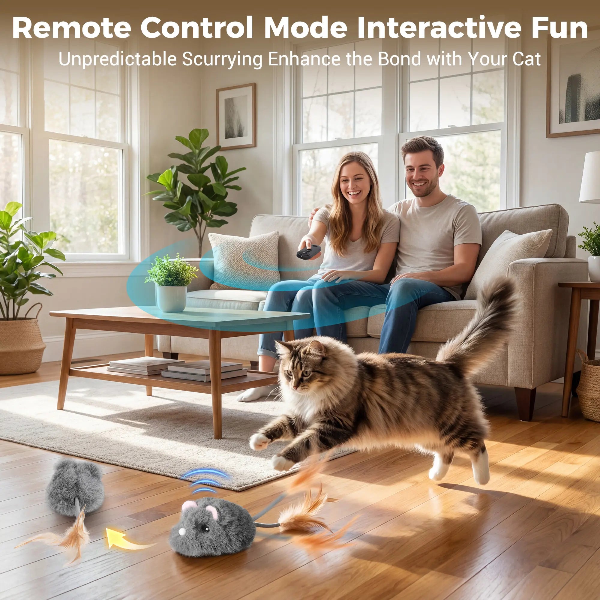 Indoor Cat Remote Control Mouse Toy - Dual-Motor Interactive Toy for Hunting Instinct, Obstacle Avoidance, Remote Play, Random Movement, Type-C Rechargeable, Universal Fit